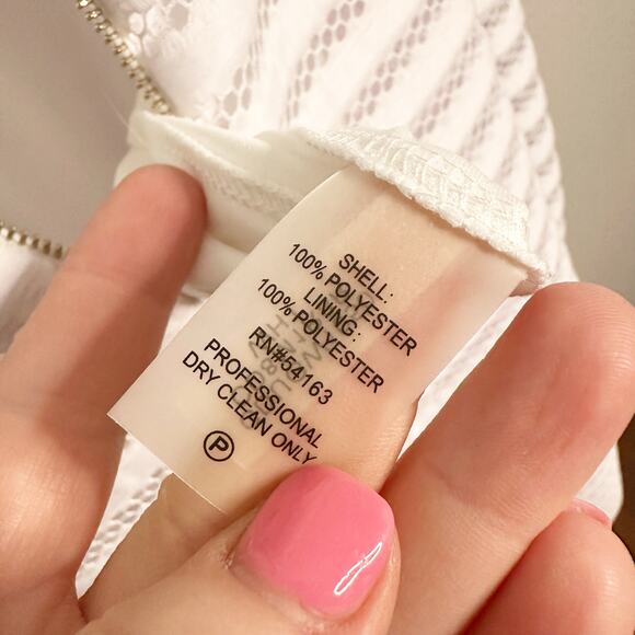 Calvin Klein White Eyelet Lace Stripe Sleeveless Sheath Dress Women’s size‎ 10 - Picture 9 of 12